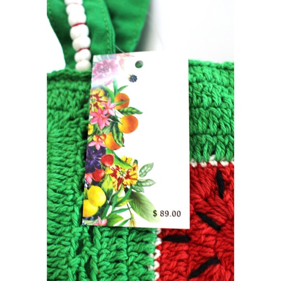 Crochet Watermelon Tote Bag Lined beach summer tote boho America and Beyond NWT - Picture 5 of 5